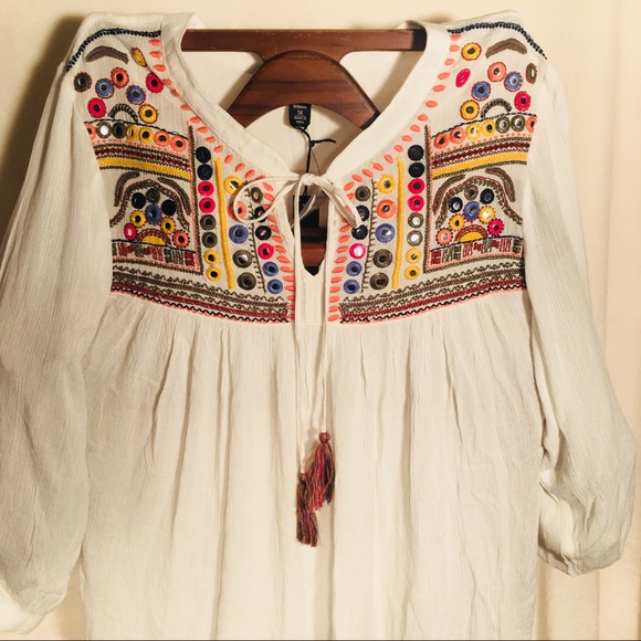 Intro PLUS Mirrored Pheasant 3/4 Sleeve Sz 1X - Picture 3 of 5